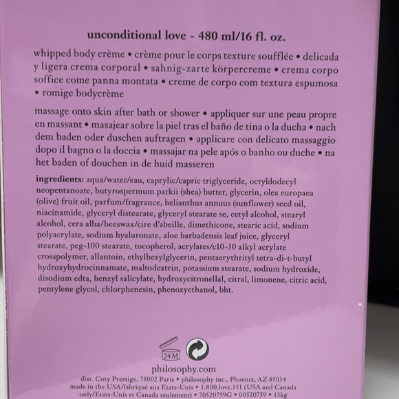 NIB Philosophy Unconditional Love 16oz body creme - Picture 4 of 5